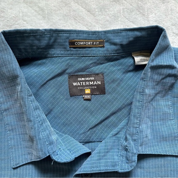 Quiksilver Waterman Comfort‎ Fit Button Down Short Sleeve T-Shirt Blue Size 3X - Picture 4 of 6